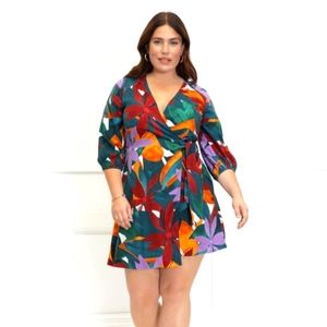 Vibrant Print Wrap Dress